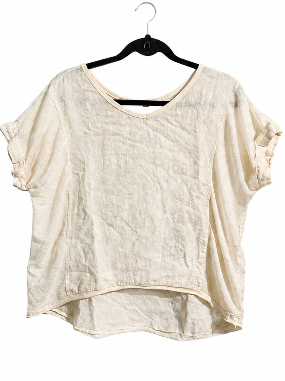 Kaktus Women's Off White Made in Italy 100% Linen Hi Low Vacation Shirt